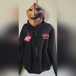 Nightmare-Themed Black Zip-Up Hoodie